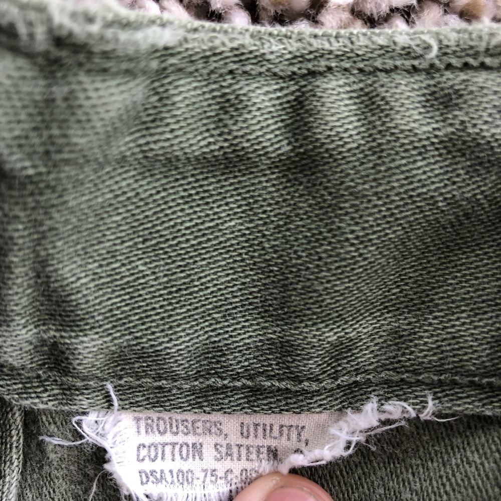 Vintage Military OG-107 Sateen Fatigue Pants Size 28x29 Type 1 Trousers Distress - Picture 3 of 12